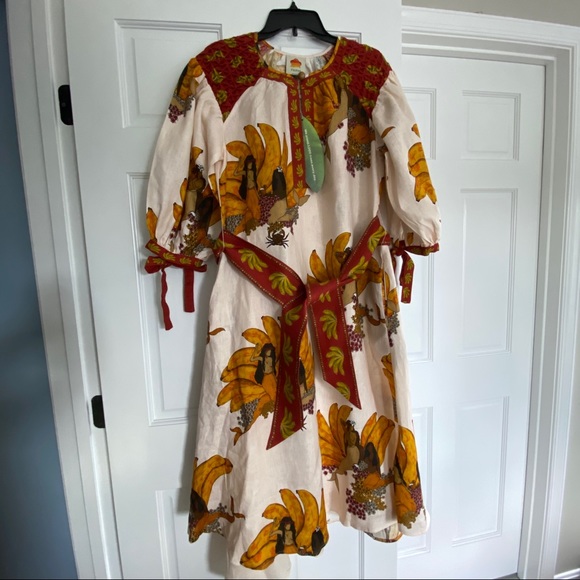 🥭 FARM Rio Off-White Mermaid Bananas Midi Dress - Picture 14 of 14